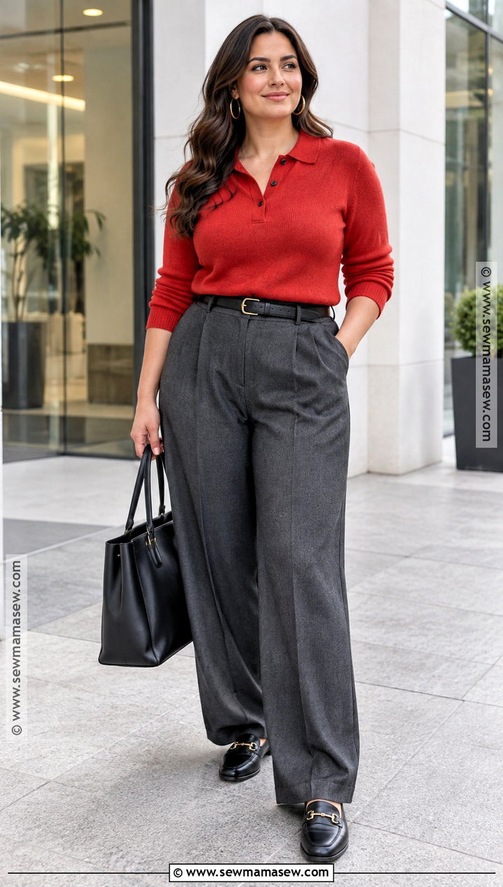 Autumn Polo Sweater And Tailored Trousers Outfit - 15 autumn chic style inspiration ideas
