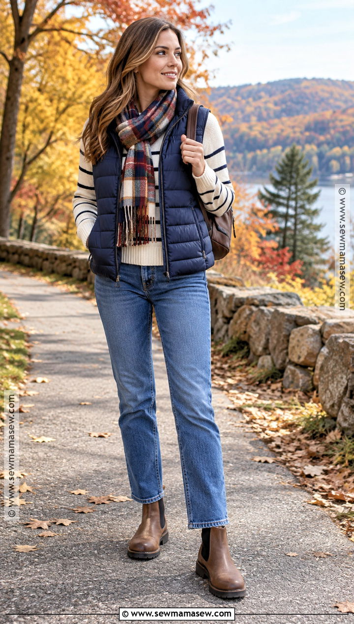 Autumn Puffer Vest And Jeans Outfit - 25 cute outfits autumn