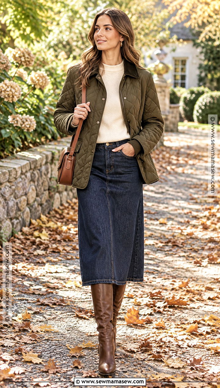 Autumn Quilted Jacket And Midi Skirt Outfit - 25 autumn fashion ideas 2026