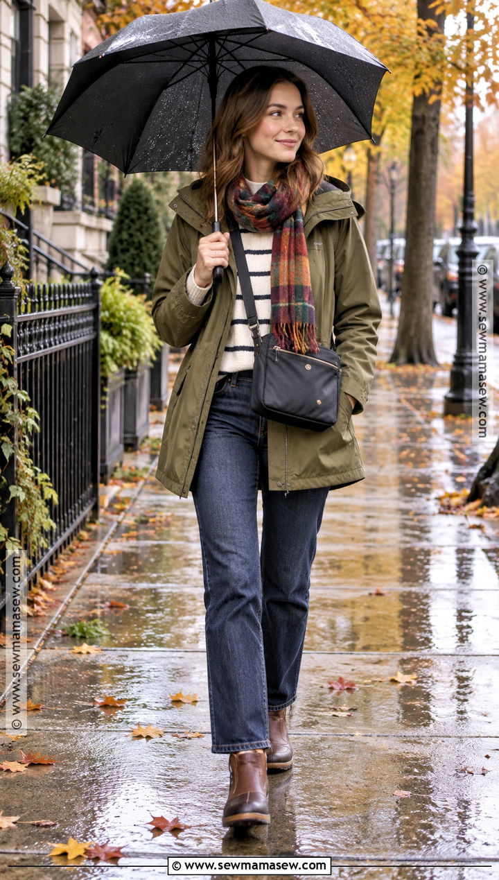 Autumn Rain Jacket And Straight Jeans Outfit - 25 autumn style outfits
