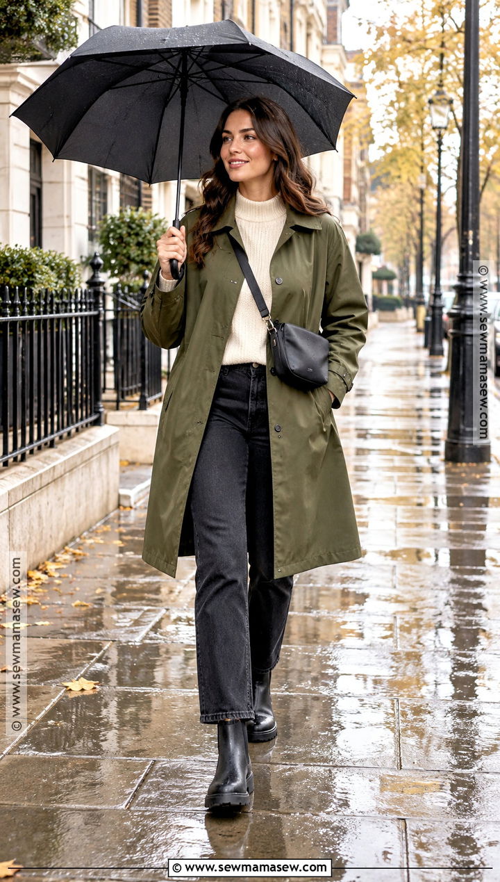 Autumn Raincoat And Waterproof Boots Outfit - 25 autumn style inspiration ideas