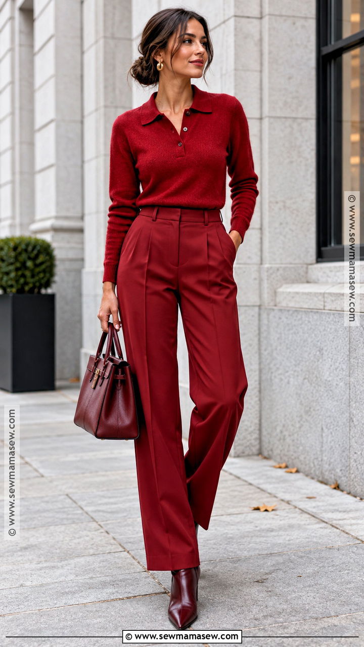 Autumn Red Monochrome Outfit - 20 Autumn Fashion Trends