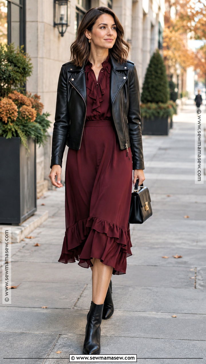 Autumn Ruffle Midi Dress Outfit - 20 dresses for autumn