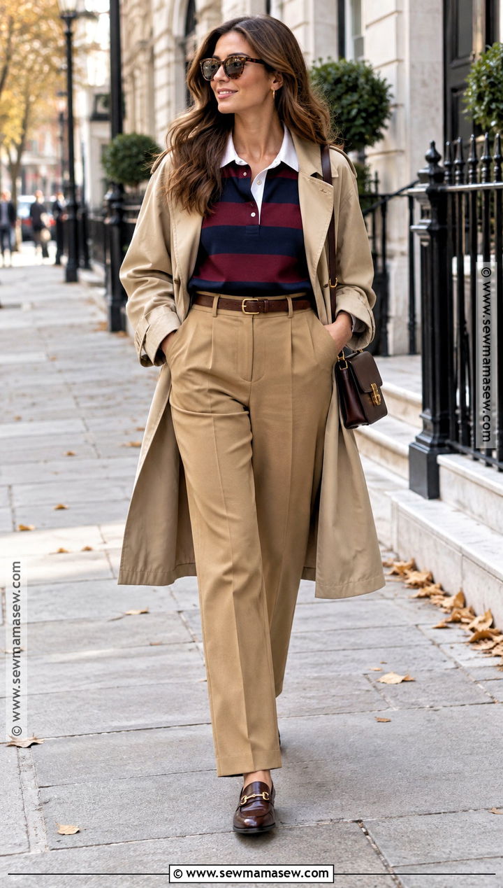 Autumn Rugby Shirt And Tailored Pants Outfit - 20 autumn inspired outfits