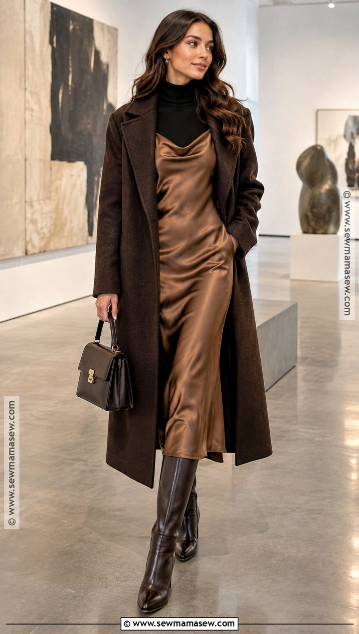 Autumn Satin Slip Dress Outfit - 20 dresses for autumn