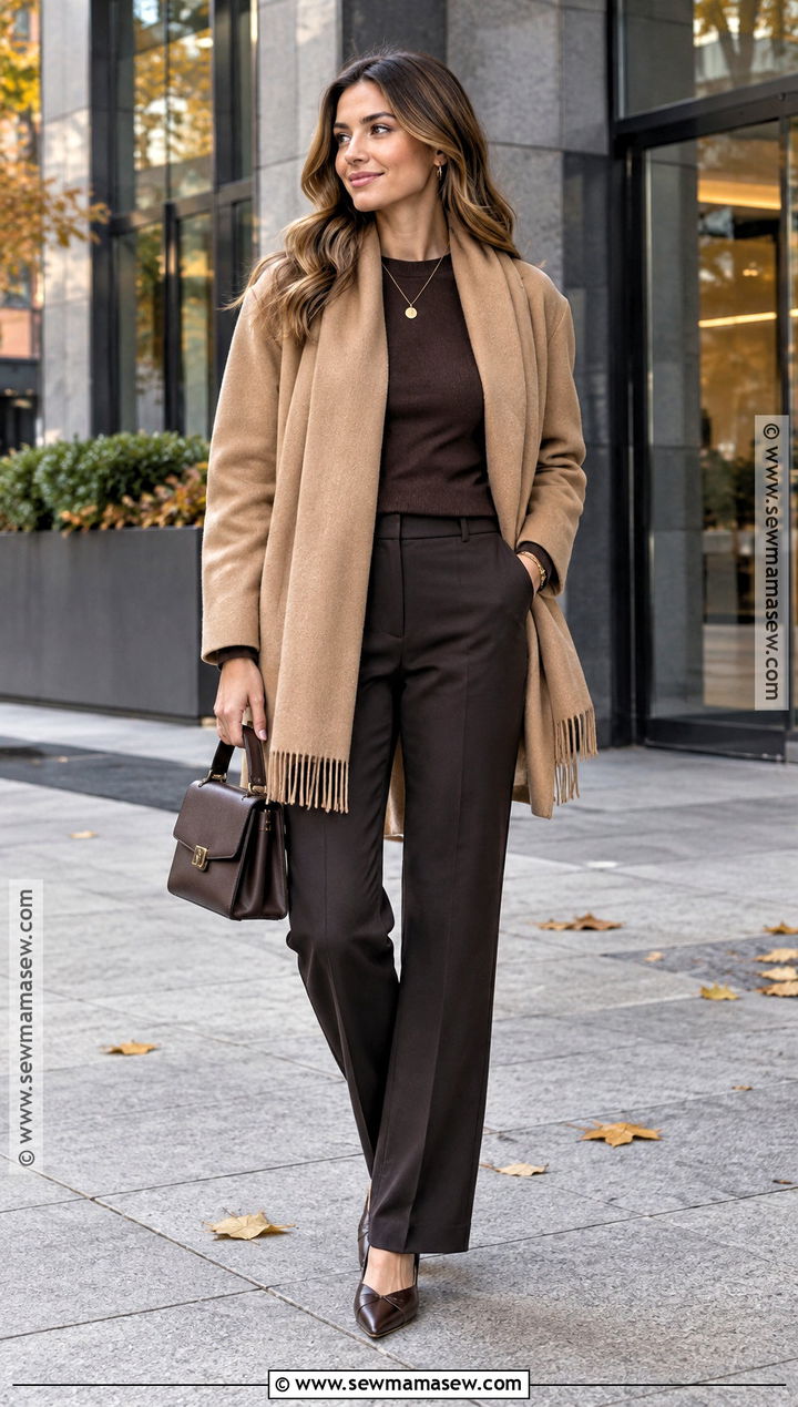Autumn Scarf Jacket And Pointed Flats Outfit - 20 Cute Outfits For Autumn