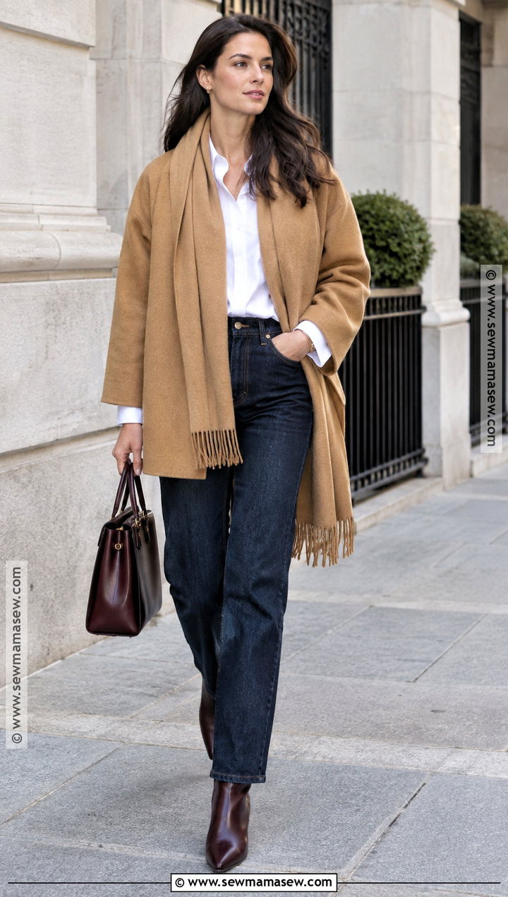 Autumn Scarf Jacket And Straight Jeans Outfit - 25 autumn fashion ideas for women