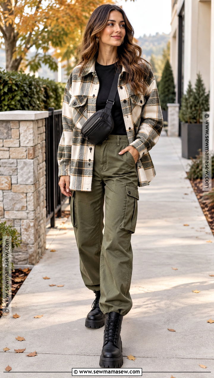Autumn Shacket And Cargo Pants Outfit - 15 autumn casual style outfit ideas