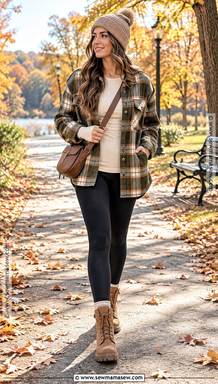 Autumn Shacket And Leggings Outfit - 15 Autumn Women Style Ideas