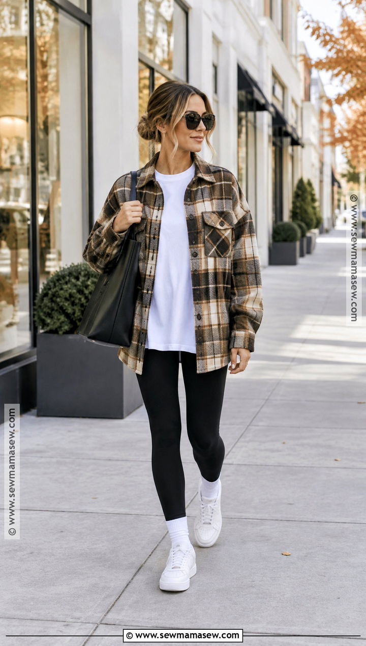 Autumn Shacket And Leggings Outfit - 20 autumn inspired outfits