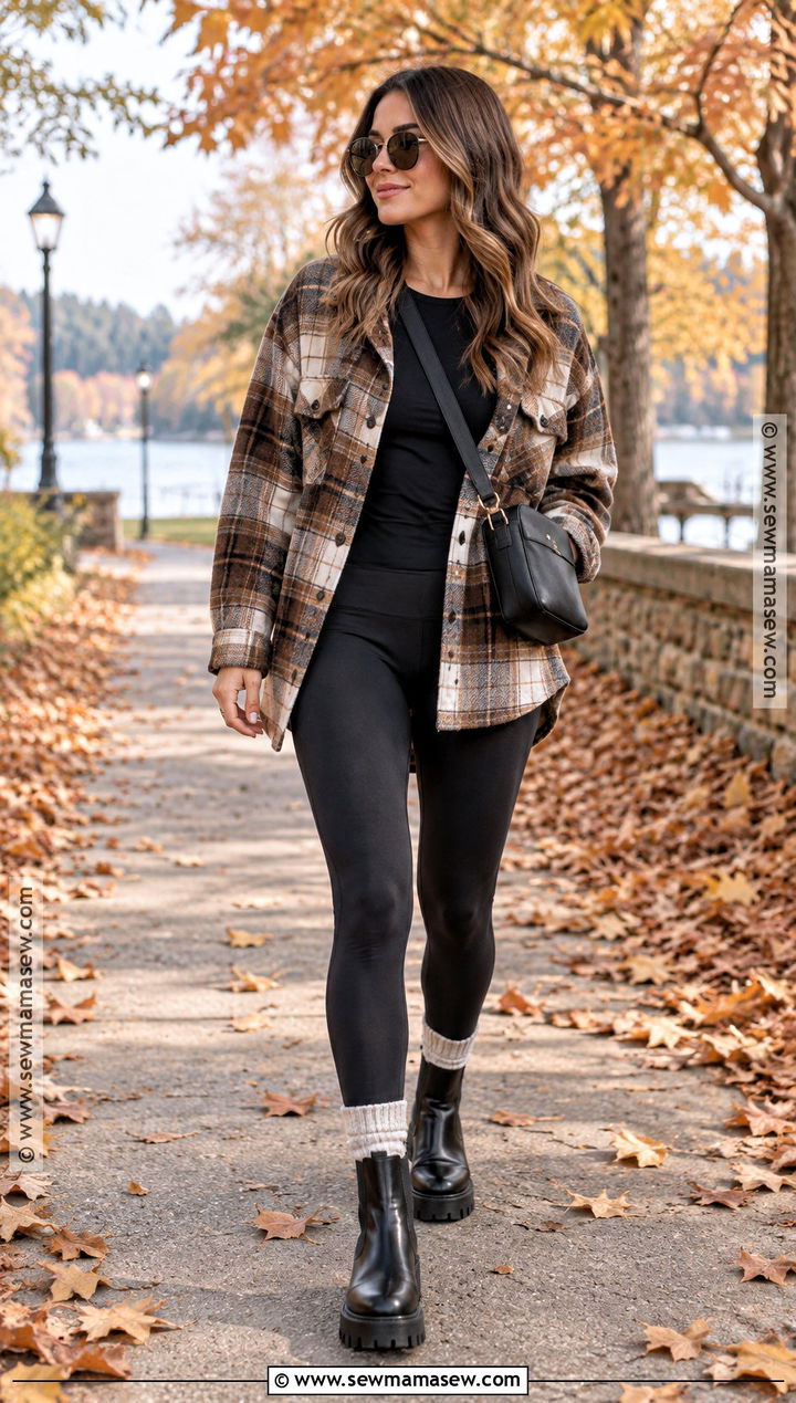 Autumn Shacket And Leggings Outfit - 25 autumn casual outfits for women