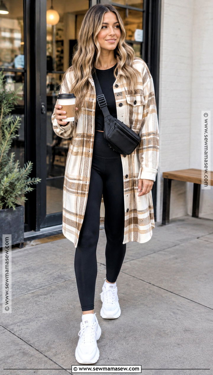 Autumn Shacket And Leggings Outfit - 25 autumn outfit ideas for women