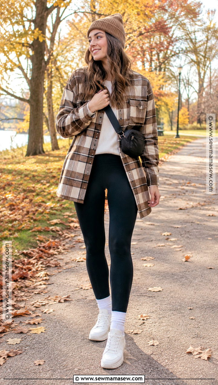 Autumn Shacket And Leggings Outfit - 25 autumn outfit inspo ideas