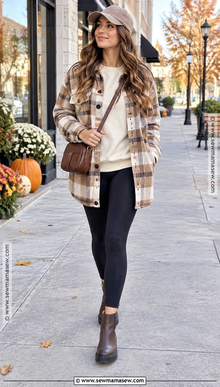 Autumn Shacket And Leggings Outfit - 25 autumn style outfits