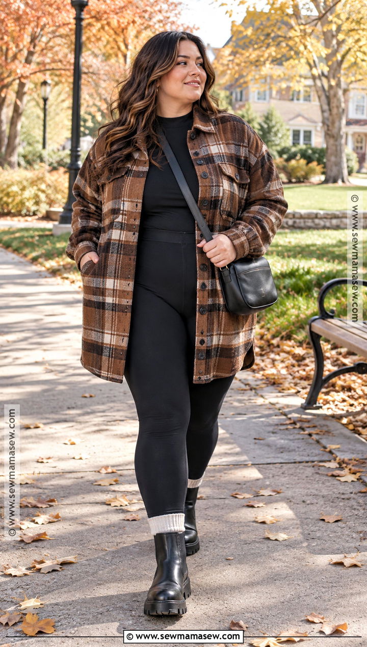 Autumn Shacket And Leggings Outfit - 15 autumn style ideas