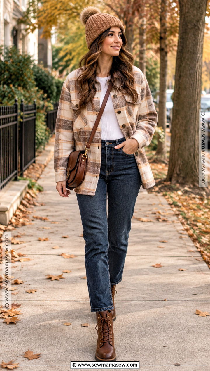 Autumn Shacket And Straight Leg Jeans Outfit - 25 ootd autumn ideas