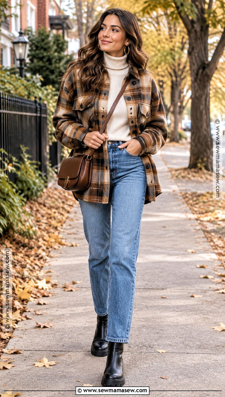 Autumn Shacket And Straight Leg Jeans Outfit - 25 2026 autumn outfits