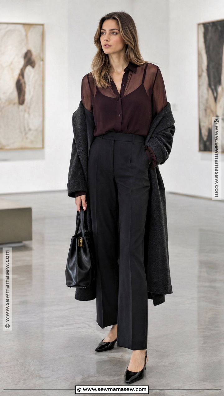 Autumn Sheer Blouse Layered Outfit - 15 autumn style 2026 trend ideas