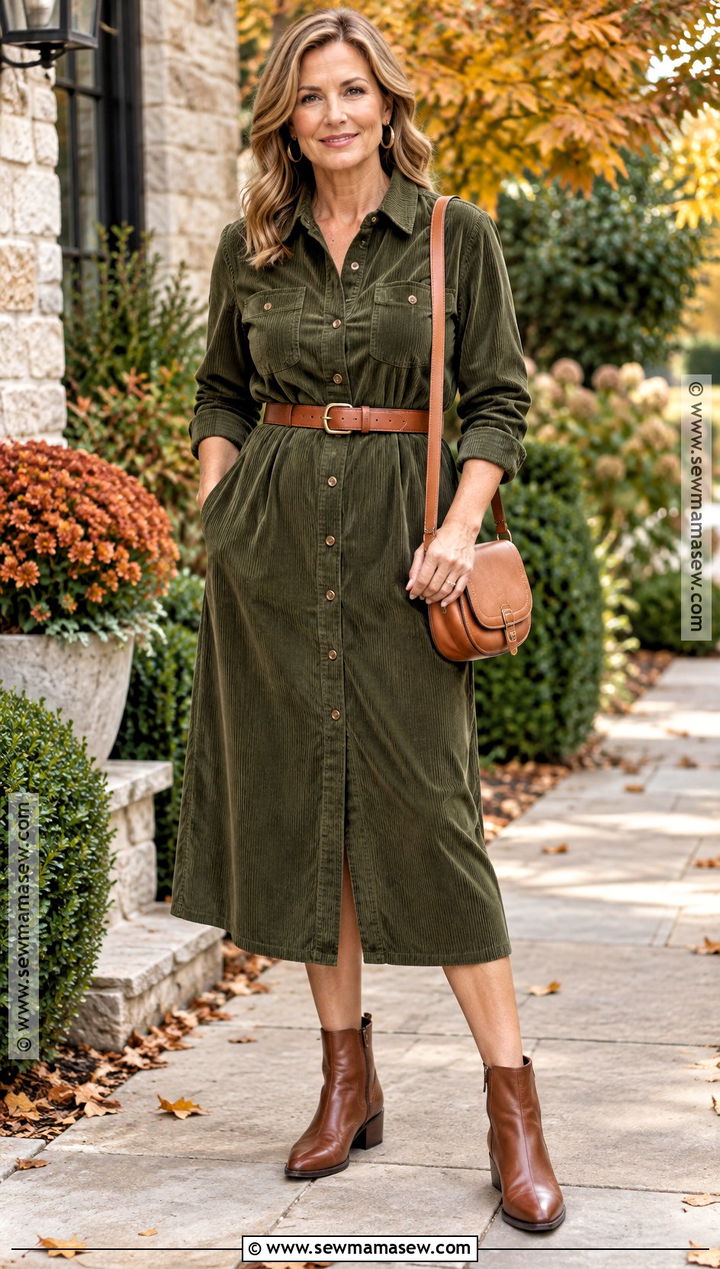 Autumn Shirt Dress And Ankle Boots Outfit - 25 autumn casual outfits for women