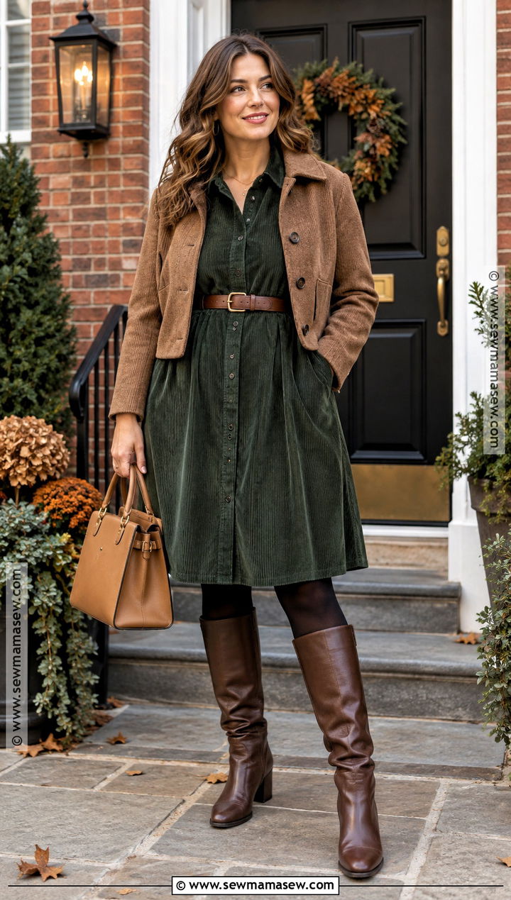Autumn Shirt Dress And Boots Outfit - 25 autumn clothes