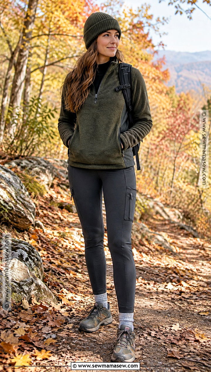Autumn Sport Outfit With A Fleece And Hiking Leggings - 20 autumn sport outfit ideas