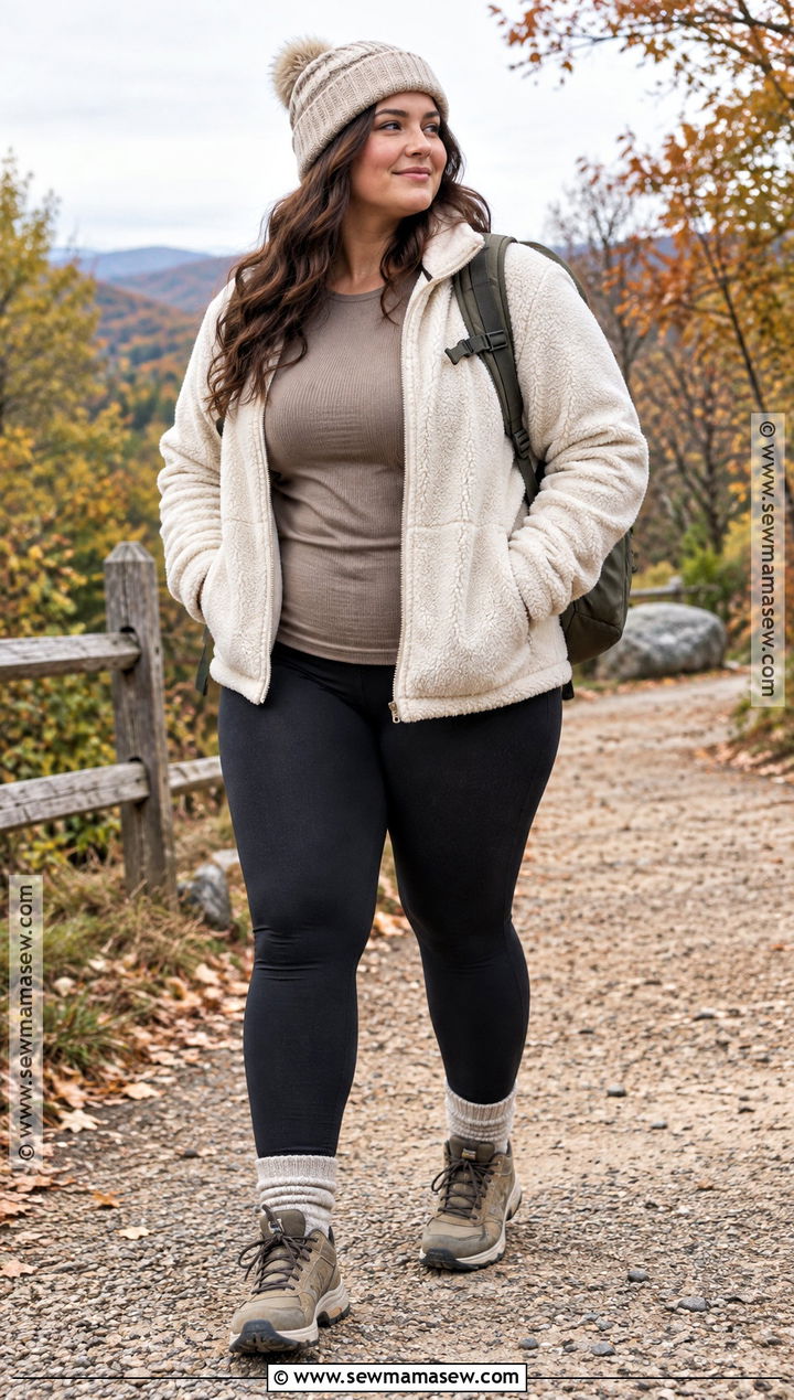 Autumn Sport Outfit With A Sherpa Jacket And Leggings - 20 autumn sport outfit ideas