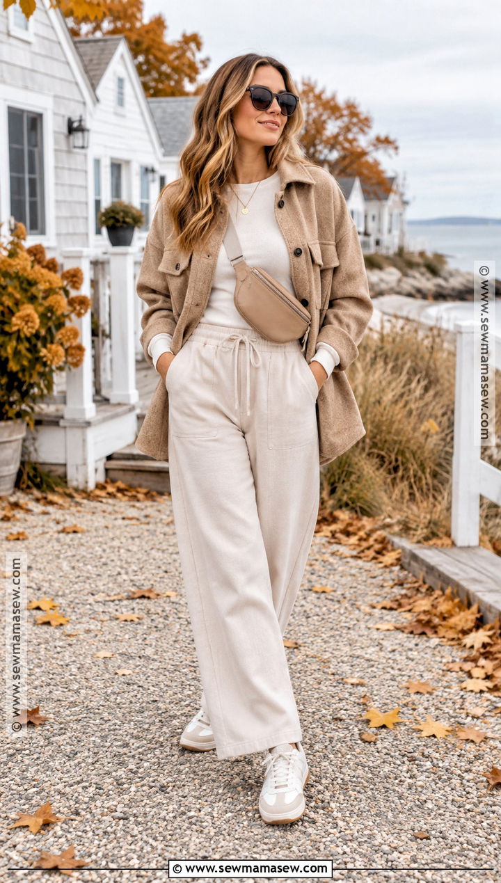 Autumn Surf Shacket and Relaxed Trousers Outfit - 15 Autumn Surf Style Ideas