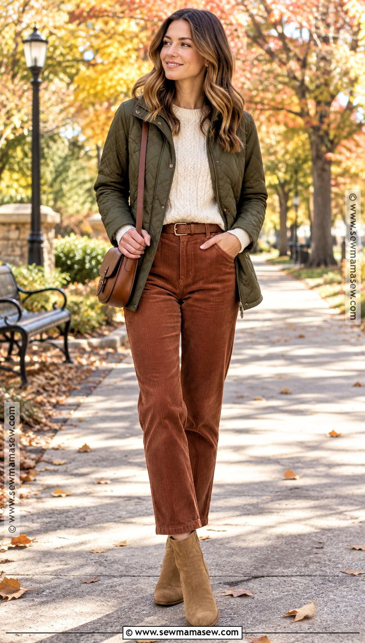 Autumn Sweater And Corduroy Pants Outfit - 25 autumn wear ideas