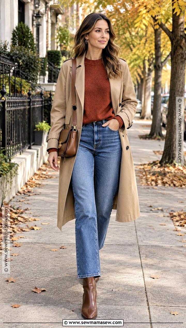 Autumn Sweater And Straight Leg Jeans Outfit - 20 autumn inspired outfits