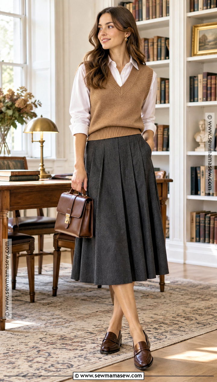 Autumn Sweater Vest And Button Down Shirt Outfit - 15 autumn chic style inspiration ideas