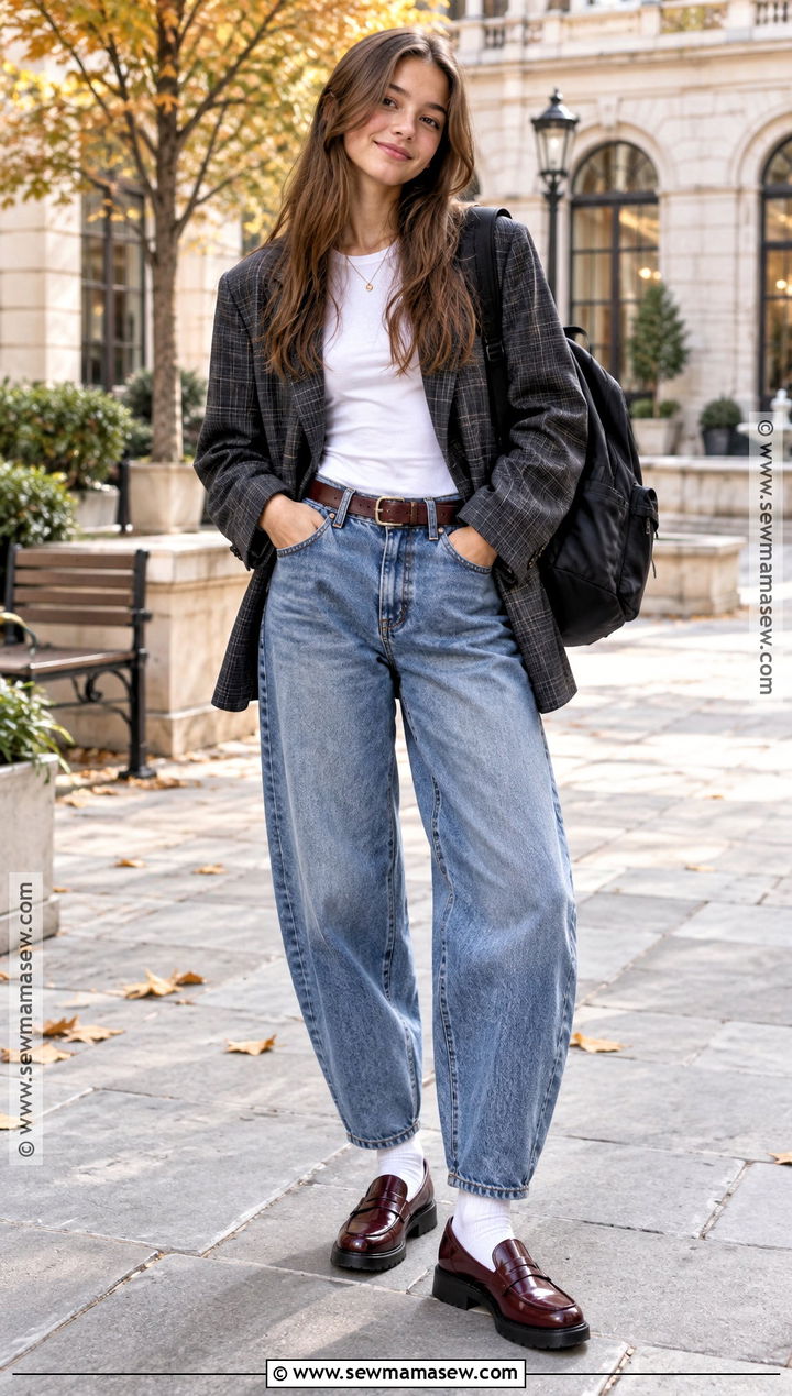Autumn Teen Blazer And Relaxed Jeans Outfit - 15 autumn teen outfits
