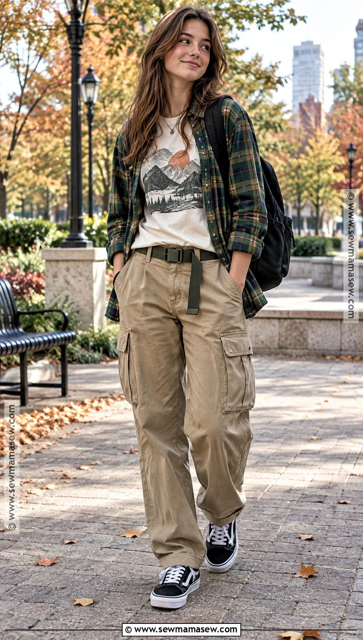 Autumn Teen Graphic Tee And Cargo Pants Outfit - 15 autumn teen outfits