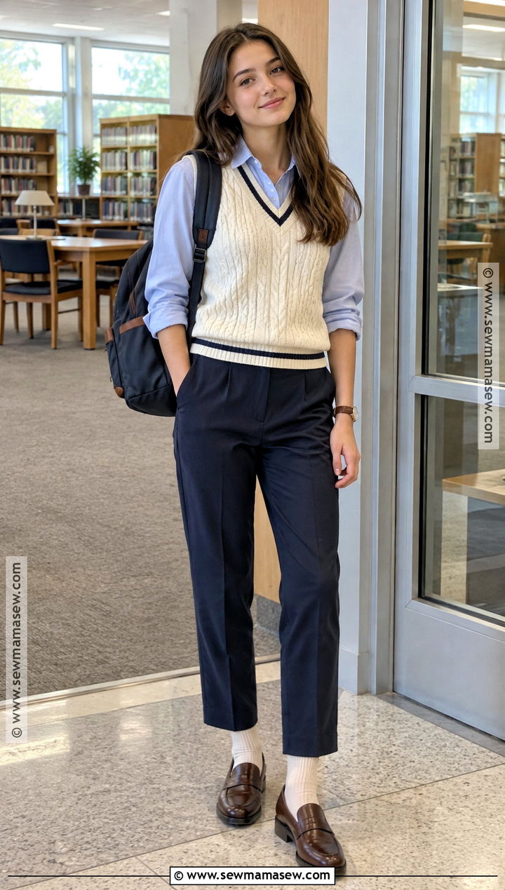 Autumn Teen Sweater Vest And Button Down Outfit - 15 autumn teen outfits