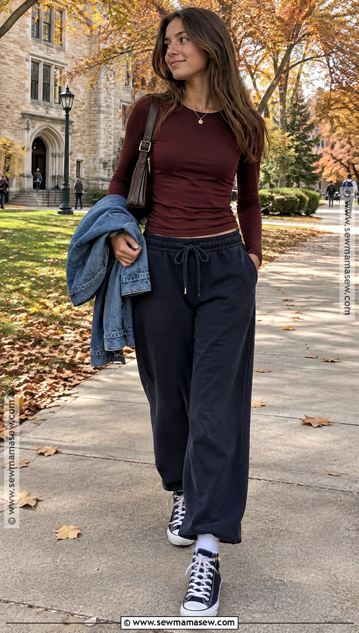 Autumn Tie Sweatpants With A Fitted Long Sleeve Top - 15 brandy melville autumn tie sweatpants ideas