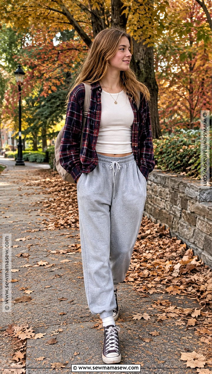 Autumn Tie Sweatpants With A Flannel Shirt - 15 brandy melville autumn tie sweatpants ideas