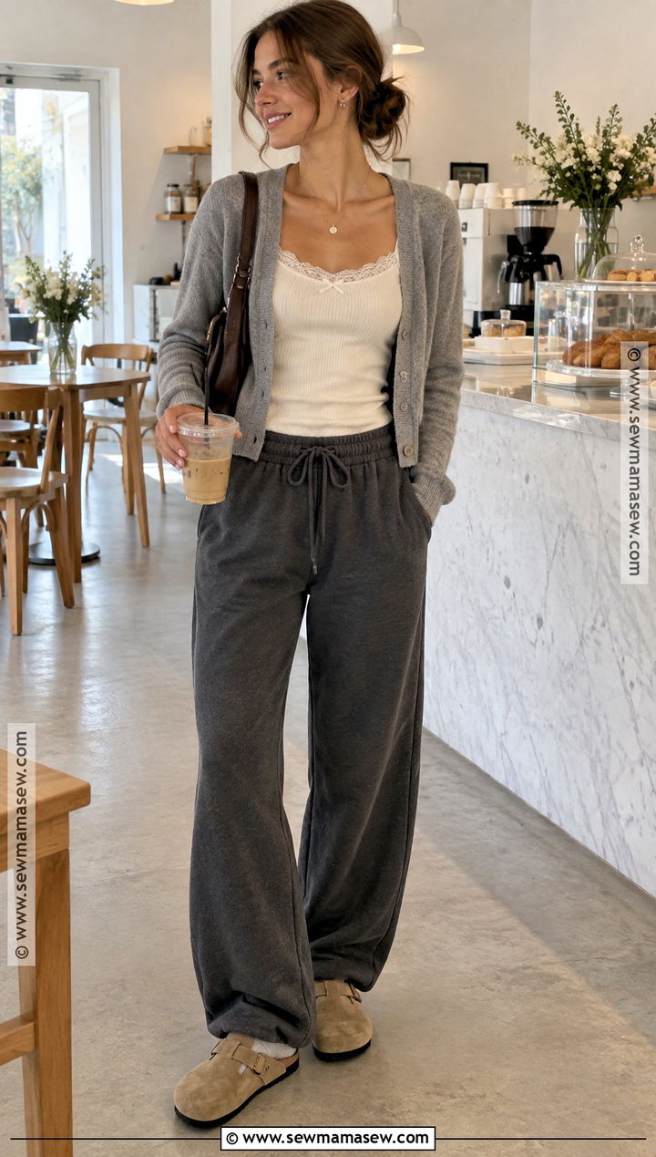 Autumn Tie Sweatpants With A Lace Trim Cami And Cardigan - 15 brandy melville autumn tie sweatpants ideas