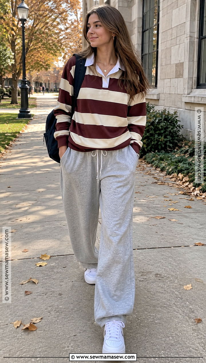 Autumn Tie Sweatpants With A Striped Rugby Shirt - 15 brandy melville autumn tie sweatpants ideas