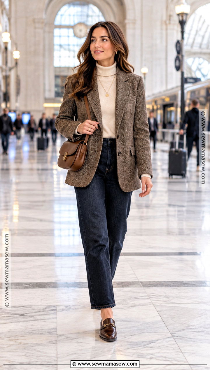 Autumn Travel Outfit With Blazer And Jeans - 20 autumn travel outfit ideas