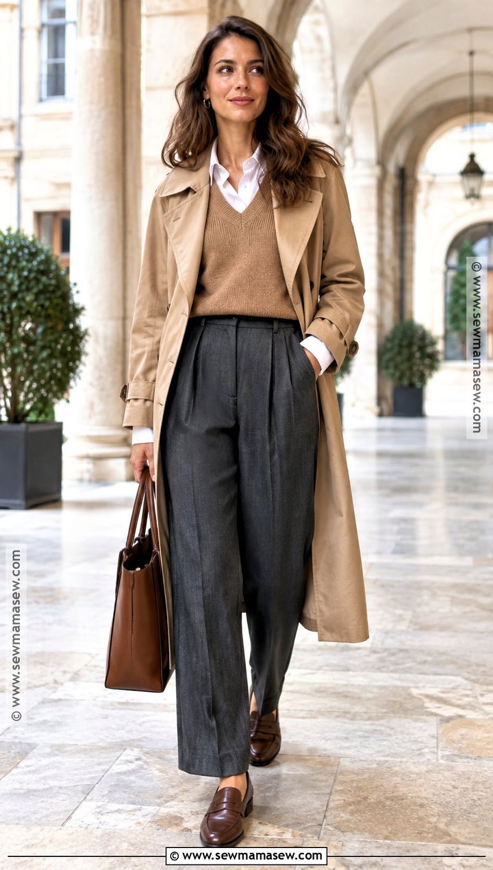 Autumn Travel Outfit With Sweater Vest And Trousers - 20 autumn travel outfit ideas