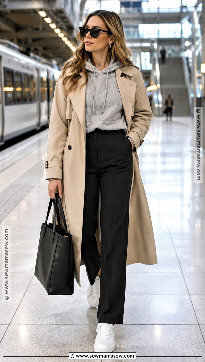 Autumn Trench Coat And Hoodie Outfit - 25 autumn ootd ideas