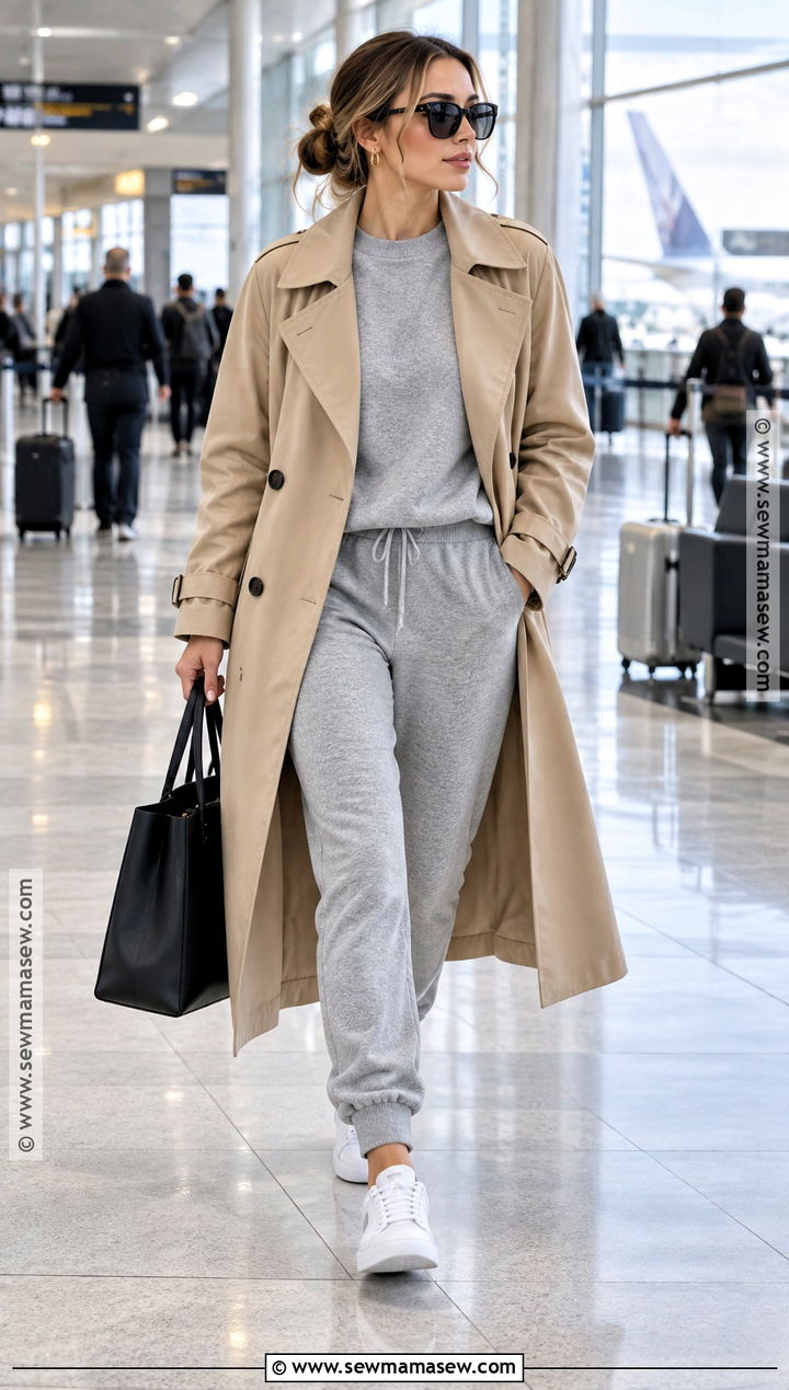 Autumn Trench Coat And Joggers Outfit - 25 autumn outfit inspo ideas