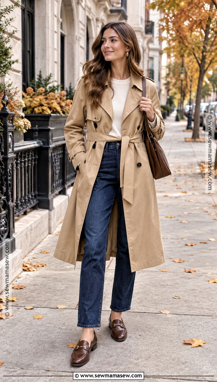 Autumn Trench Coat Outfit With Jeans - 30 autumn fashion ideas