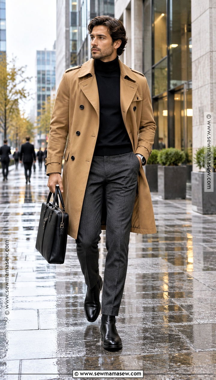 Autumn Trench Coat Outfit With Trousers - 20 Men Autumn Style Ideas