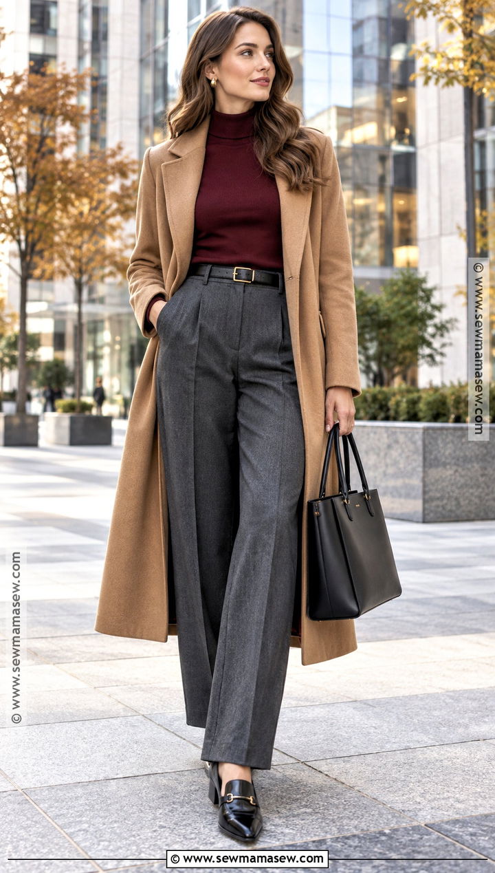 Autumn Turtleneck And Tailored Trousers Outfit - 15 autumn chic style ideas