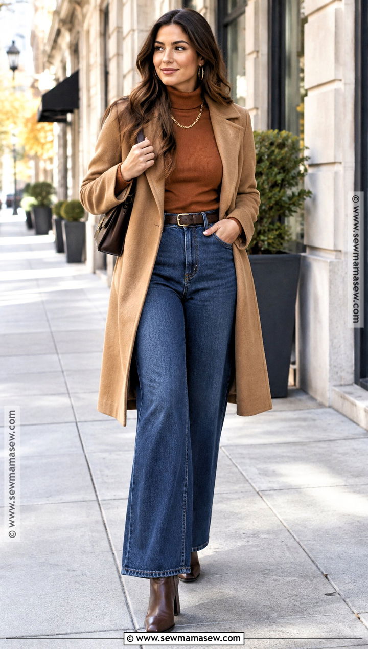 Autumn Turtleneck And Wide Leg Jeans Outfit - 25 2026 autumn outfits