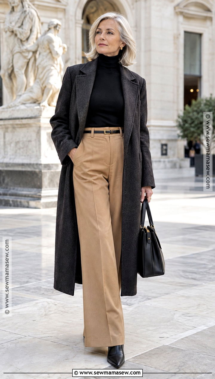 Autumn Turtleneck And Wide Leg Trousers Outfit - 25 autumn inspo outfit ideas