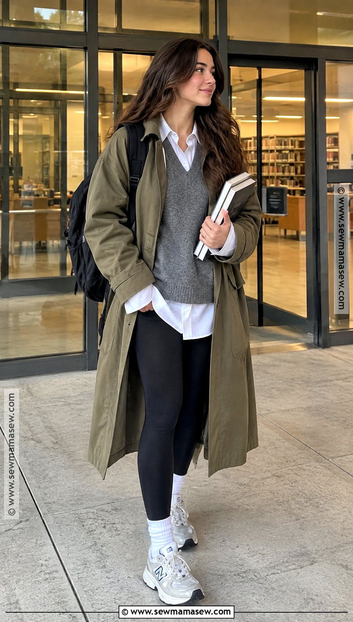 Autumn Uni Leggings And Oversized Shirt Outfit - 25 uni outfits autumn