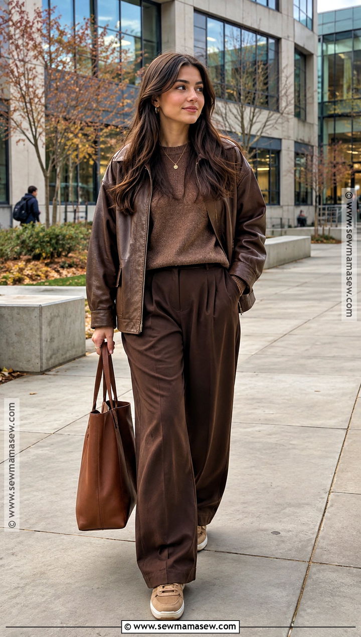 Autumn Uni Monochrome Brown Outfit - 25 uni outfits autumn