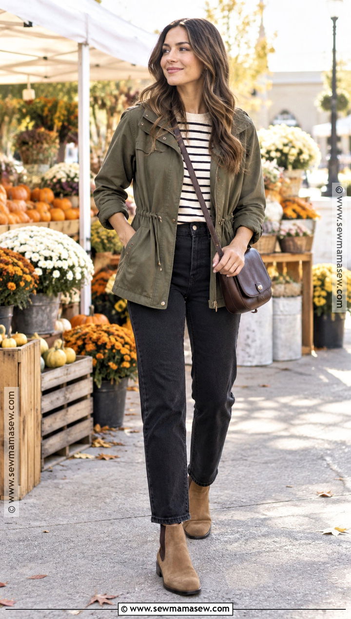 Autumn Utility Jacket And Black Jeans Outfit - 15 Autumn Women Style Ideas