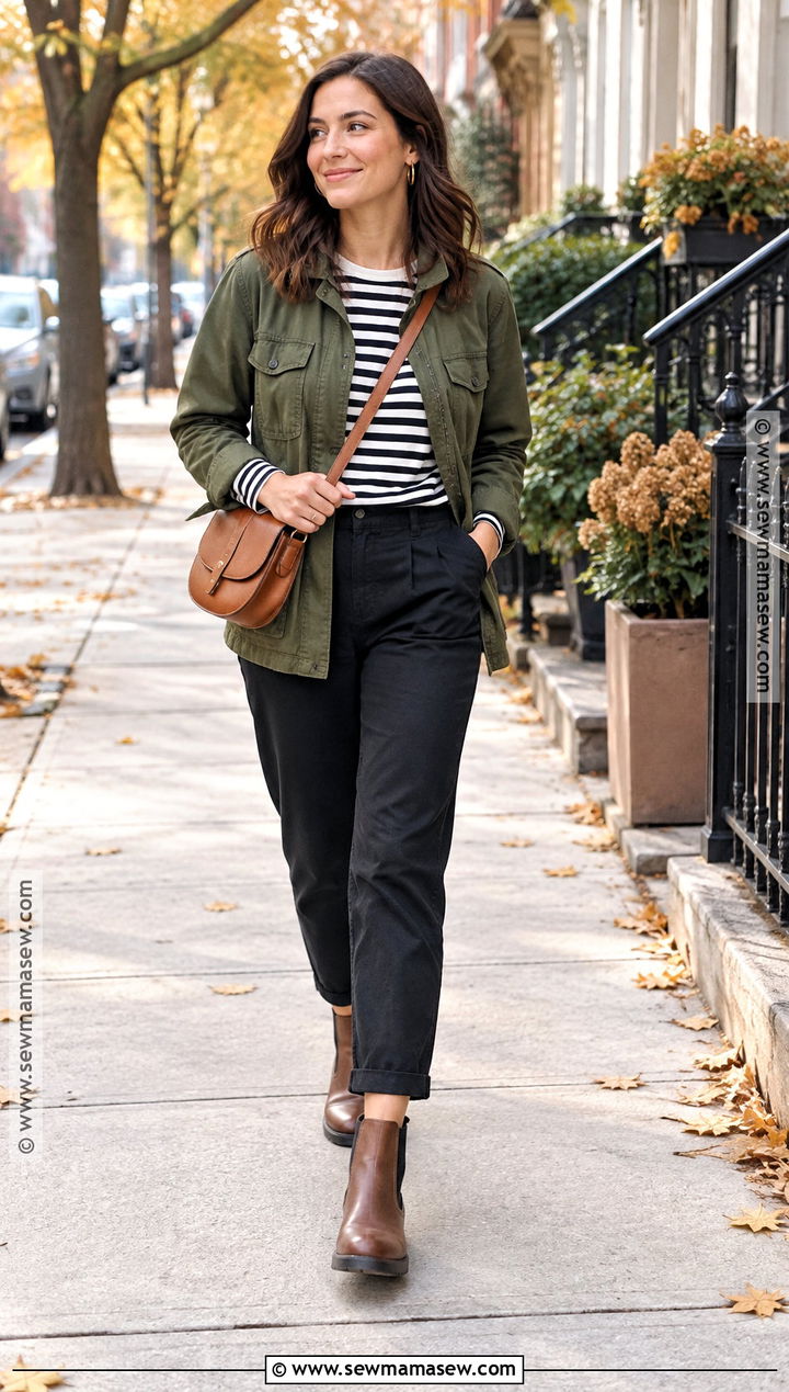 Autumn Utility Jacket And Black Pants Outfit - 25 autumn outfit ideas for women